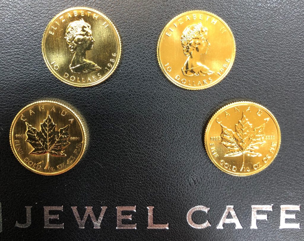 Maple leaf gold coins