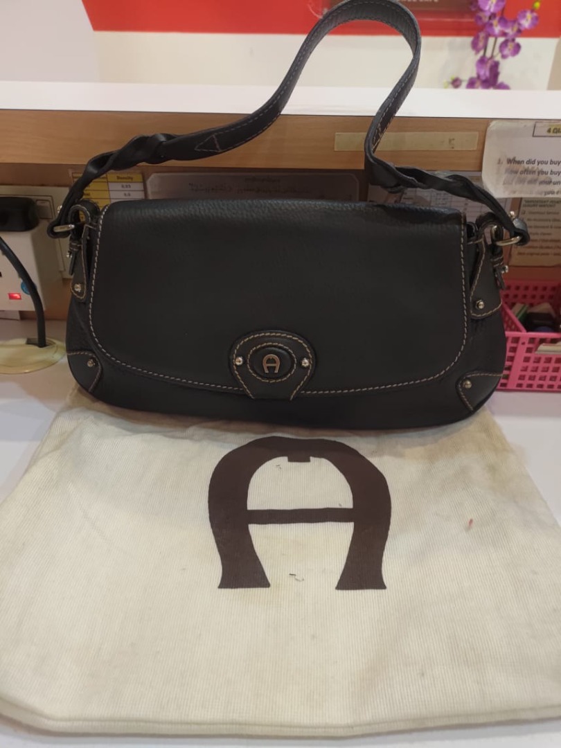 Aigner Leather Flat Hobo handbag