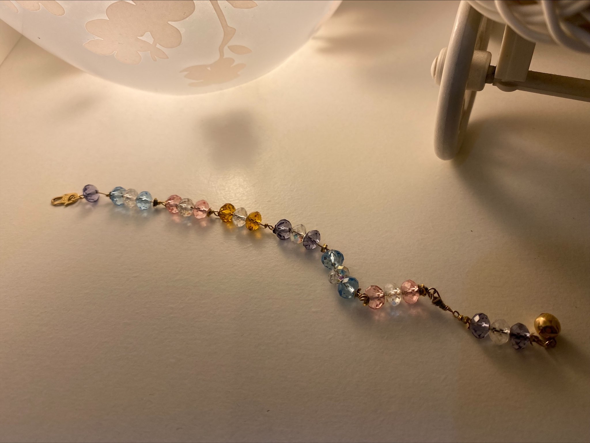 K14 yellow gold bracelet with multi color stone