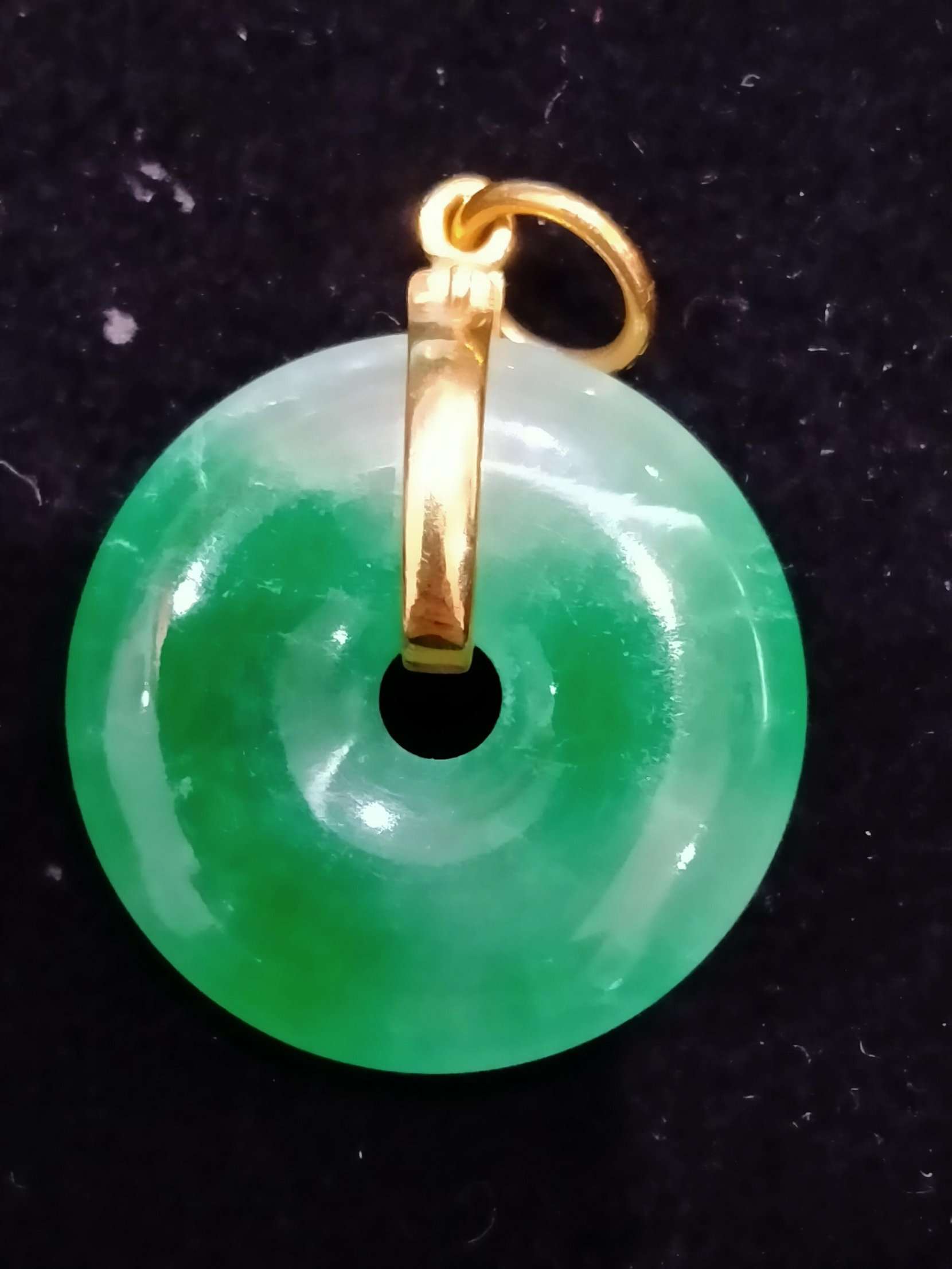 K19 gold pendant with jade