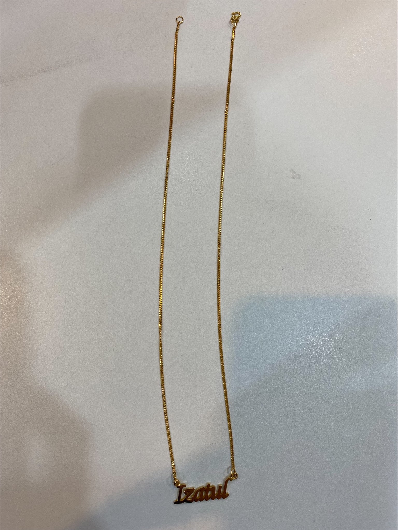 Gold necklace with custom name