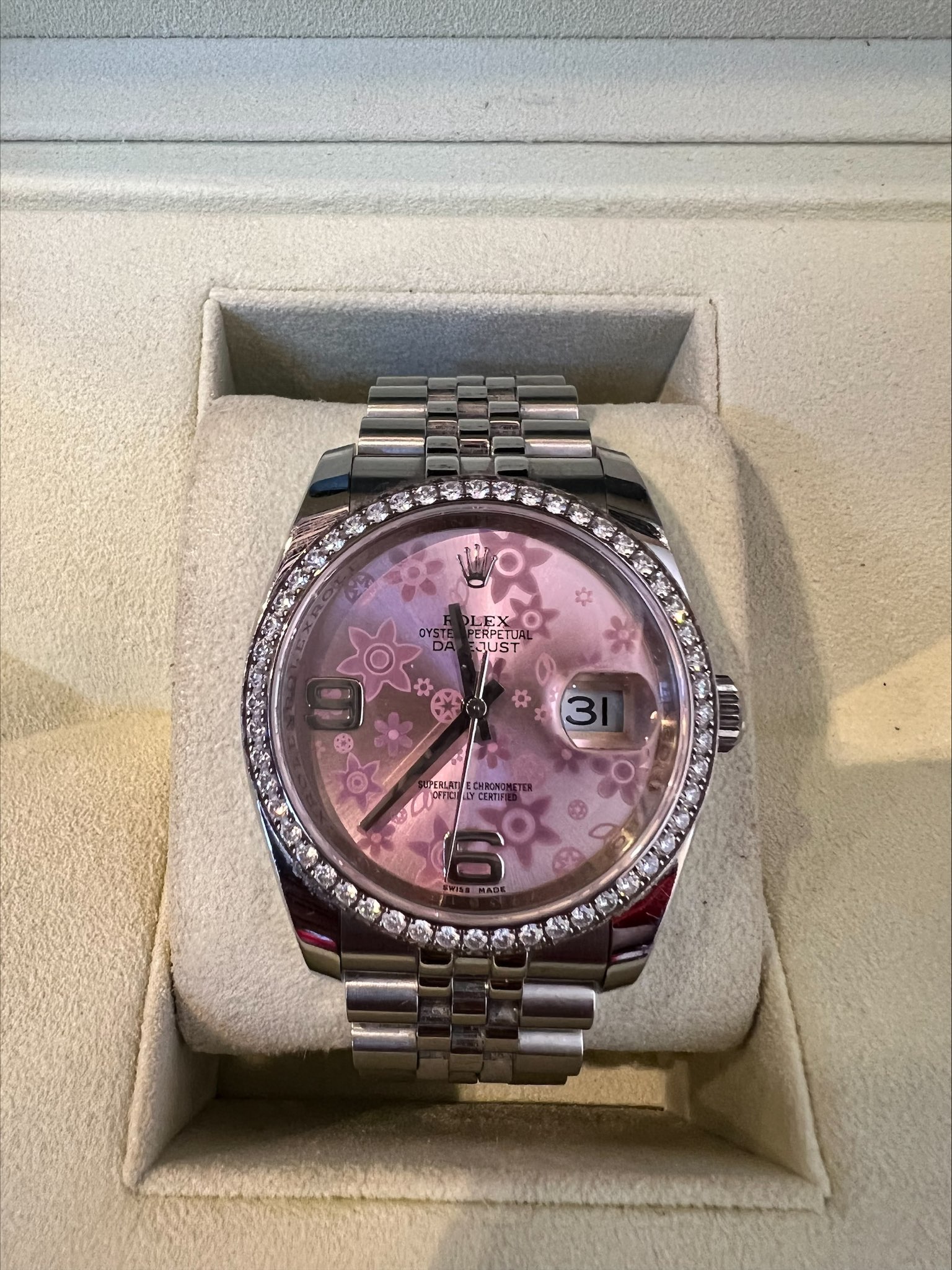 Rolex pink dial watch