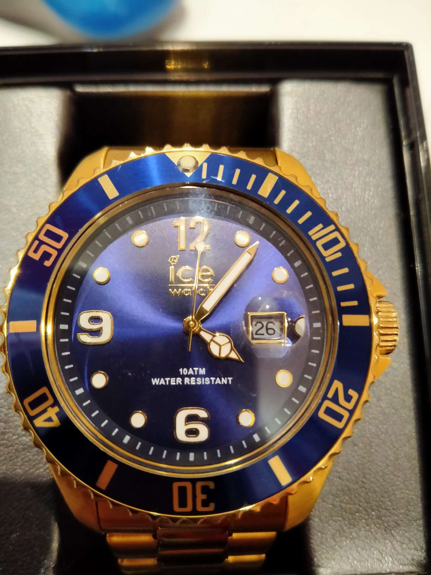 Ice steel watch gold blue