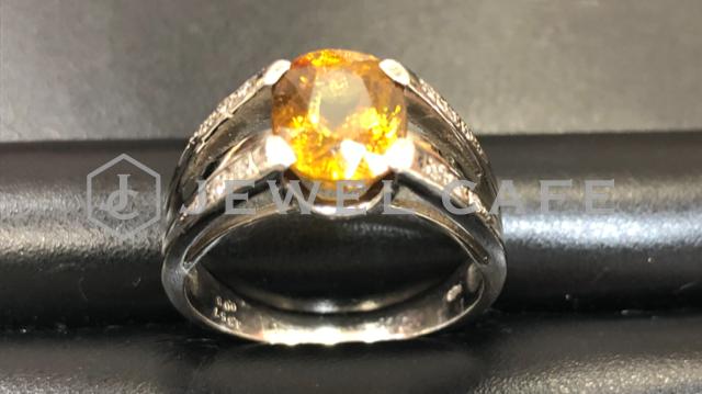 Pt900 citrine ring
