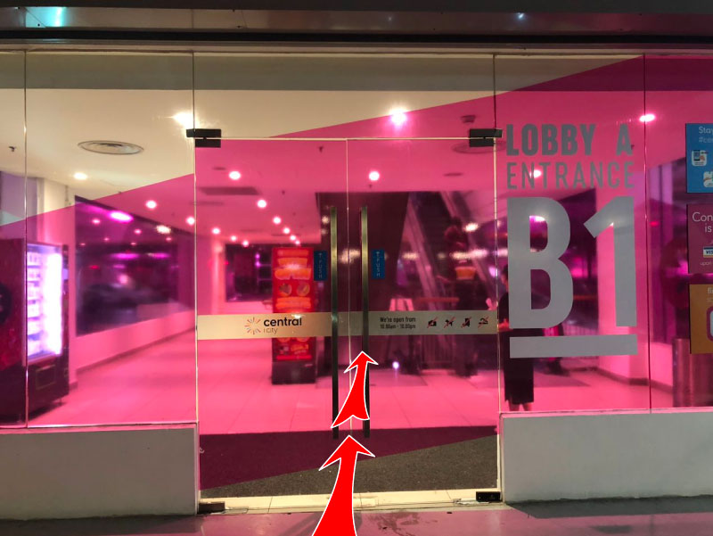 Go to Lobby A - Entrance B1 from the parking lot.
