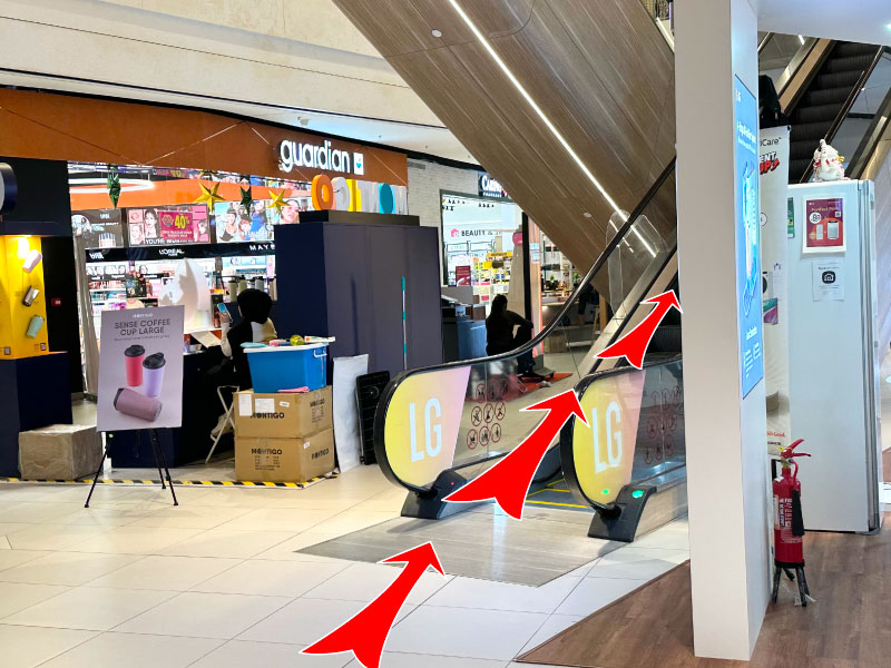 From LG, take the escalator and go up to 1st floor.